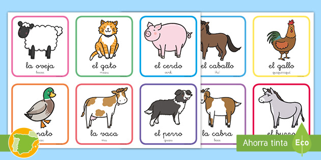 Tarjetas los sonidos de los animales de la granja