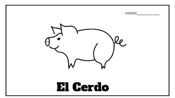 El cerdo pig spanish espanol book booklet to color write simple sentences