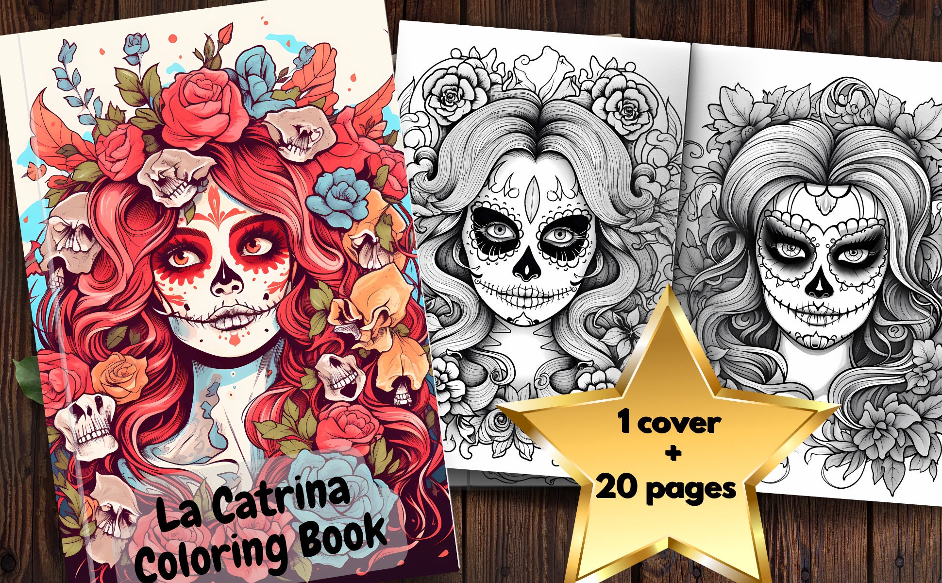 La catrina coloring page book digital art coloring page cartoon style instant download coloring book page gift for mindfulness activity