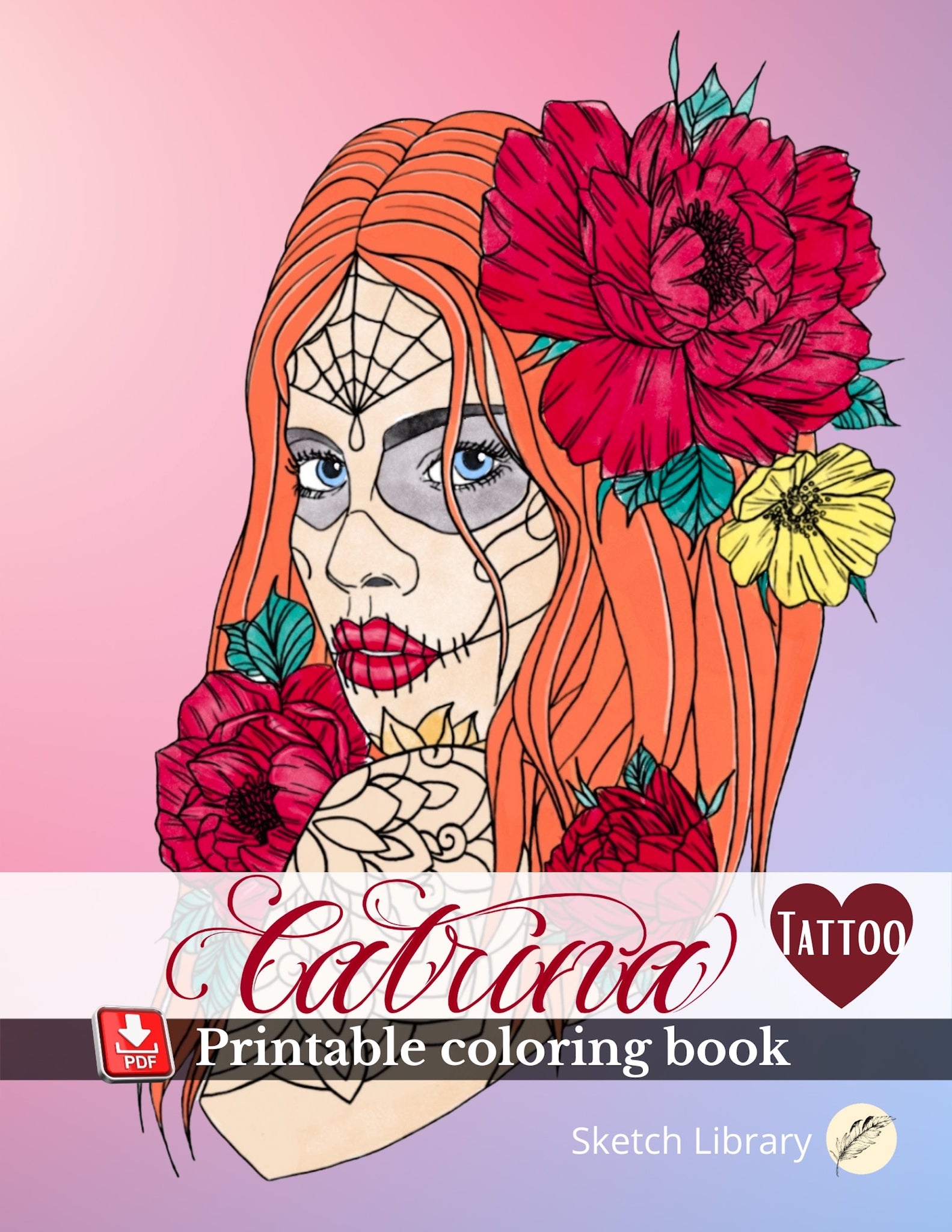 Digital and printable coloring book la catrina tattoo flash tatto â tattoo procreate