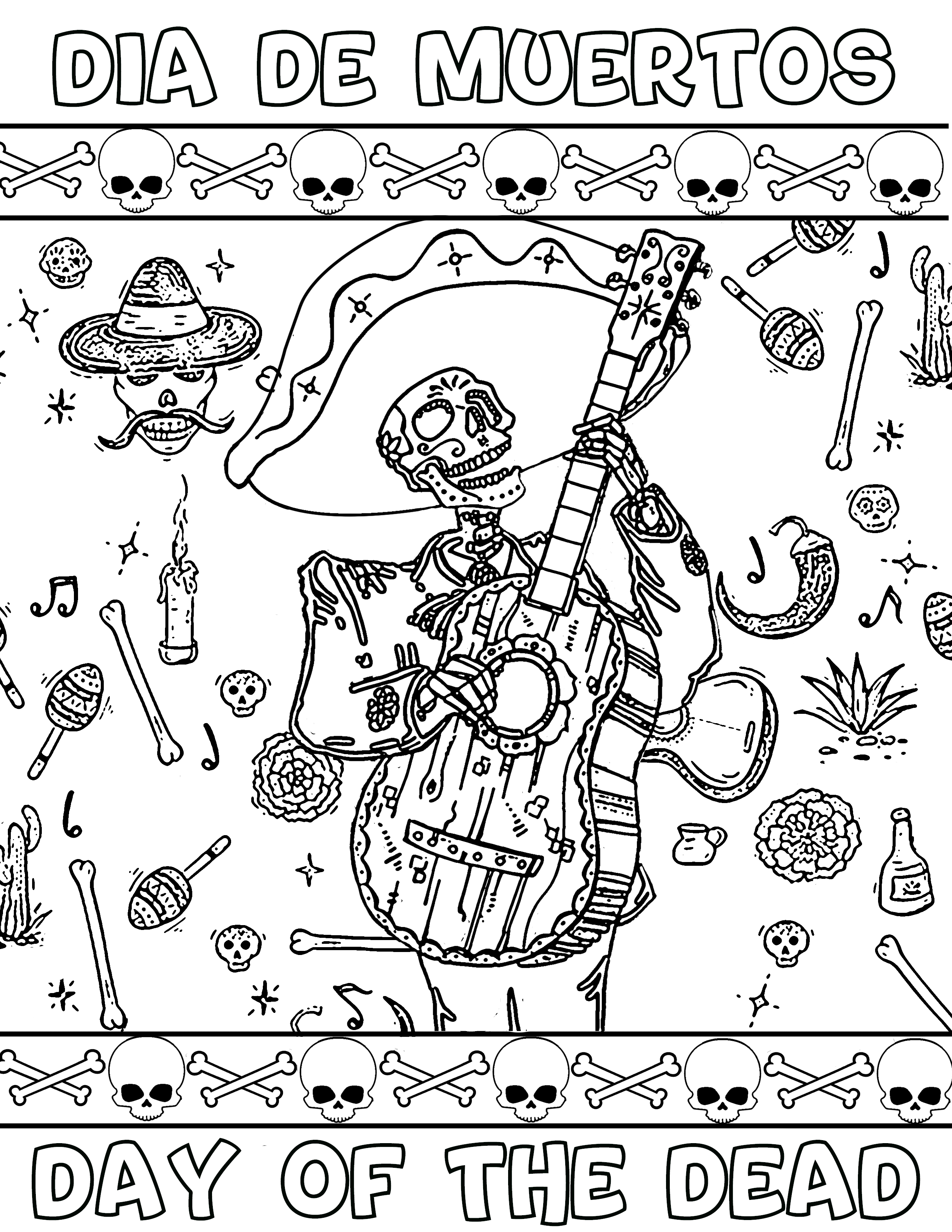 Day of the dead free printable coloring sheets