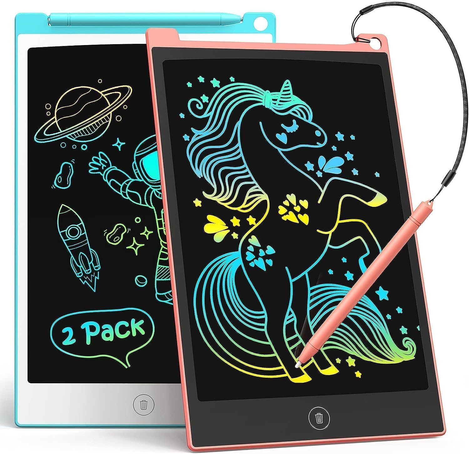 Tecjoe pack lcd writing tablet inch colorful doodle board drawing tablet for kids kids travel games activity learning toys birthday gifts for year old boys