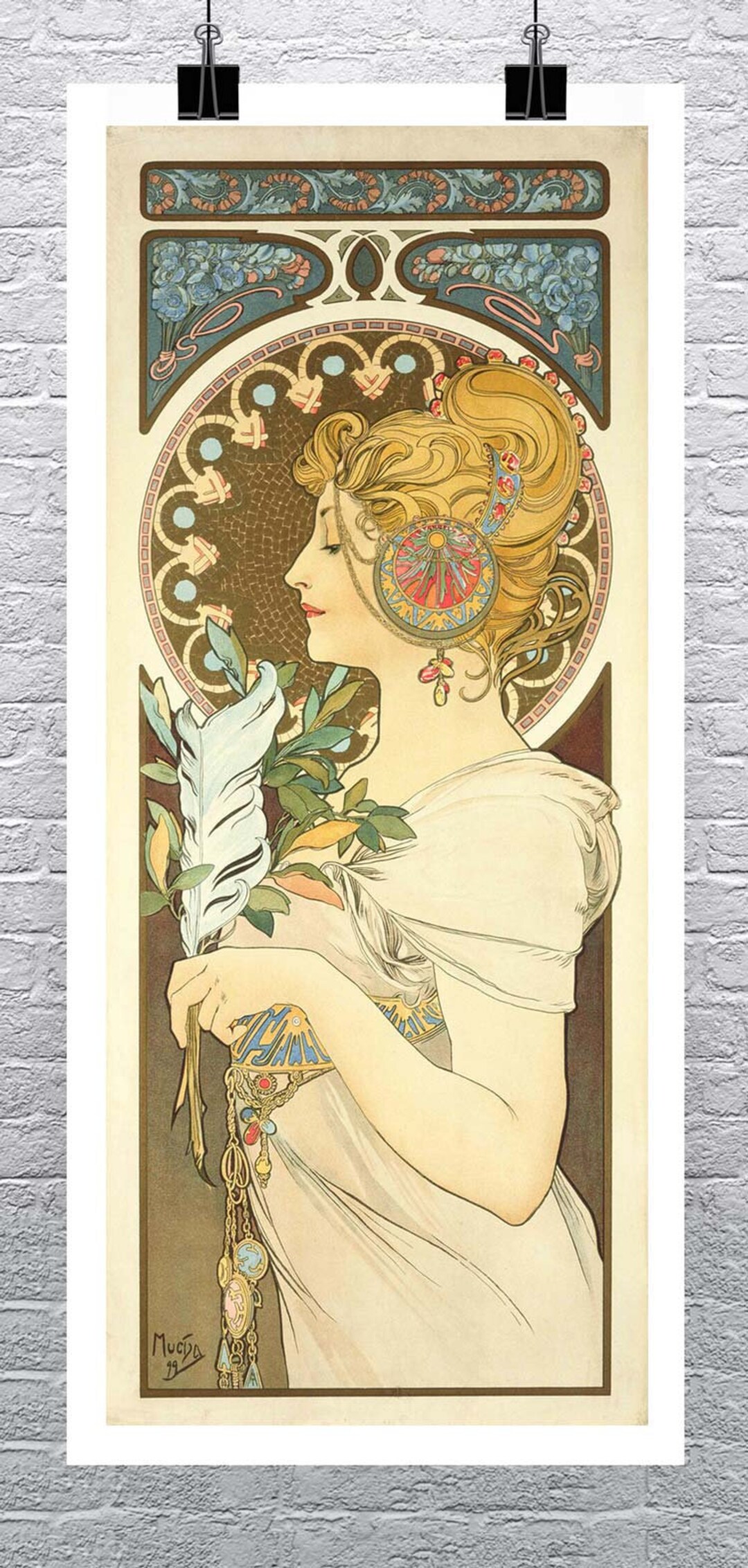 La plume alphonse mucha art nouveau poster fine art giclee print on premium canvas or paper