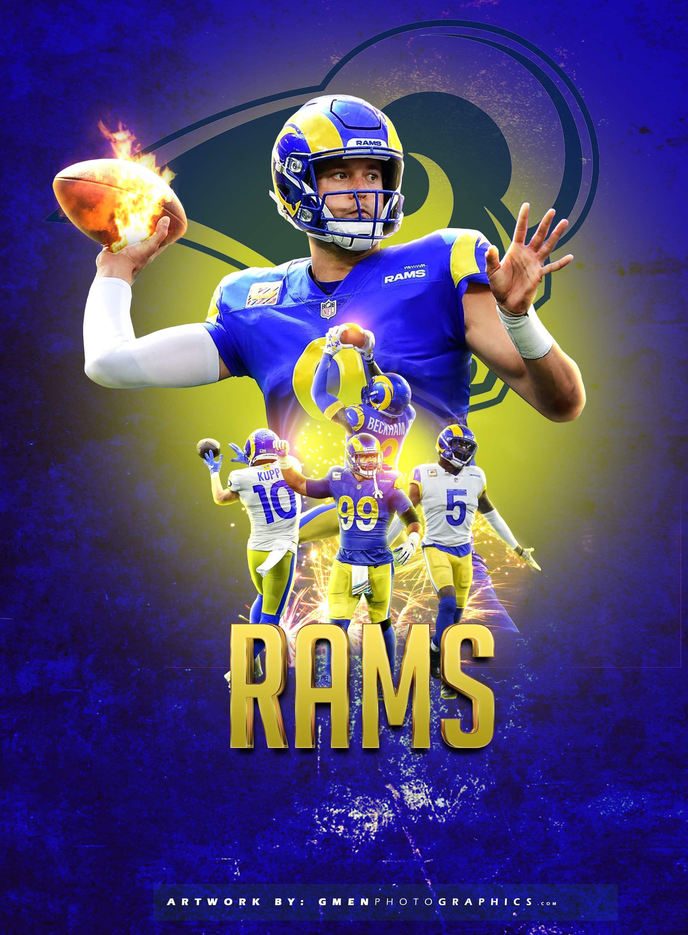 Los Angeles Rams Super Bowl LVI Football Poster, LA Rams Super