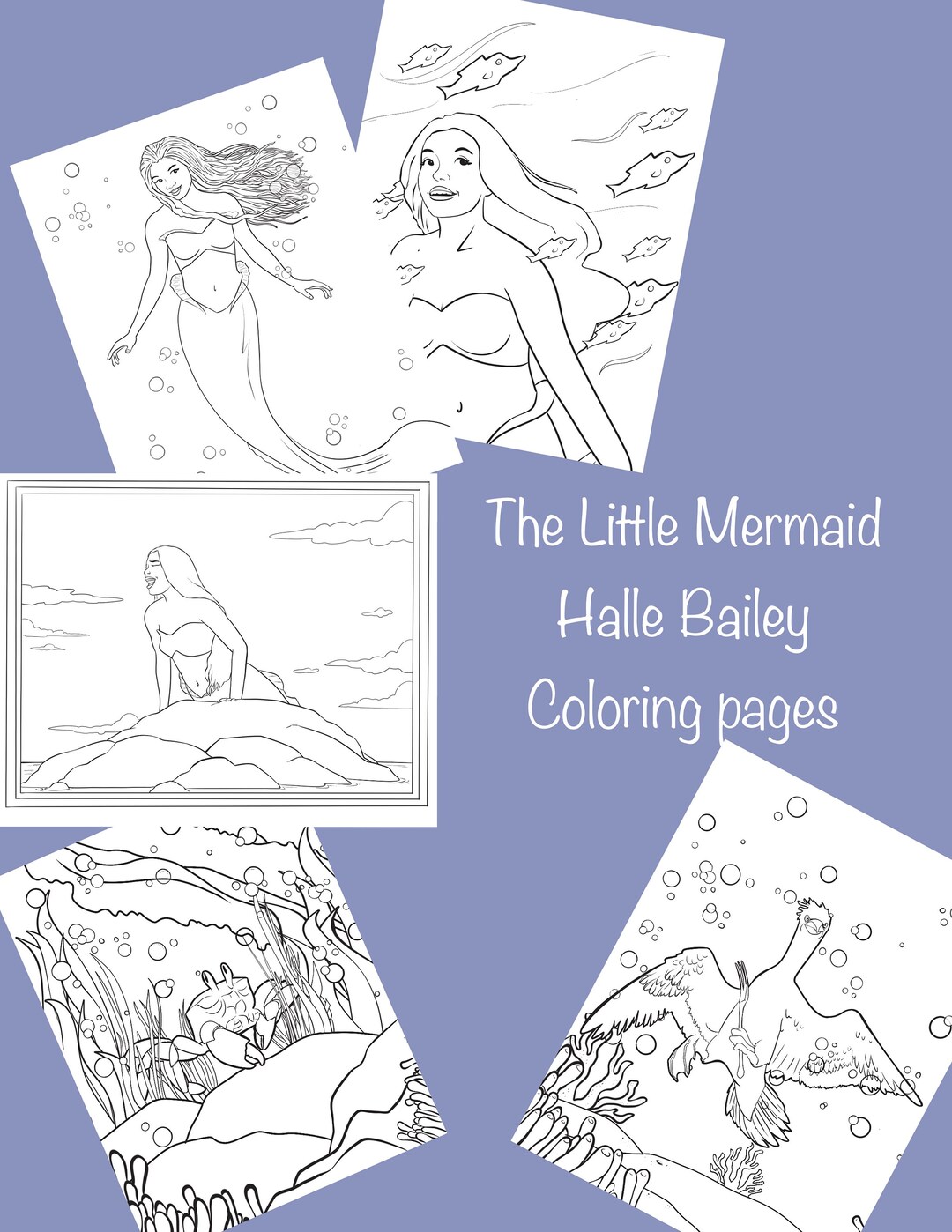 Little mermaid live action coloring pages and activity sheets instant download download now