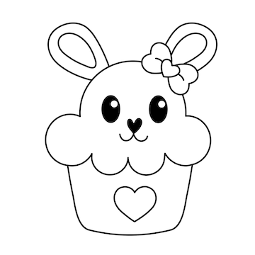 Premium vector cute ice cream with bunny head kawaii ice cream coloring page cartoon icecream rabbit