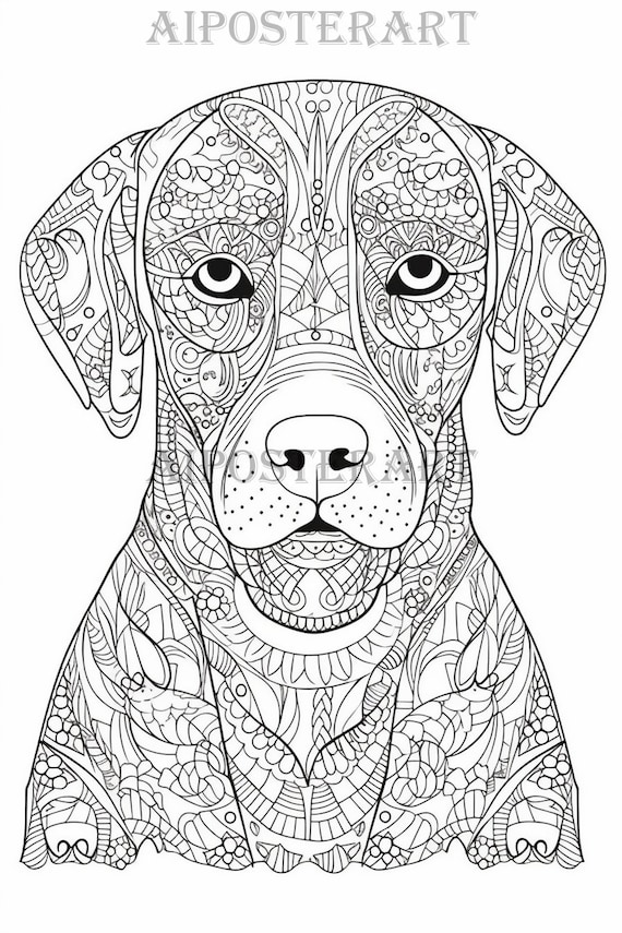 Labrador dog coloring sheet for adults printable coloring page of labrador mandala coloring dog advanced coloring high res x