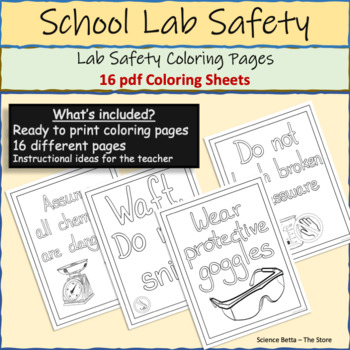 Science lab safety signs classroom decor coloring pages tpt