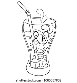 Coloring page coloring book cola cup stok vektãr telifsiz