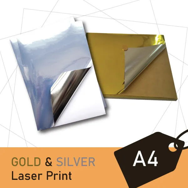 A glossy gold silver pet self adhesive sticker paper sheet label laser print