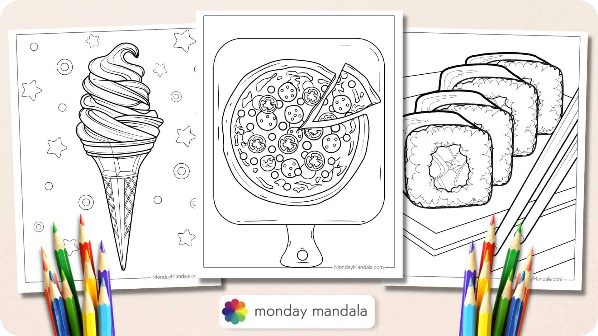 Food coloring pages free pdf printables