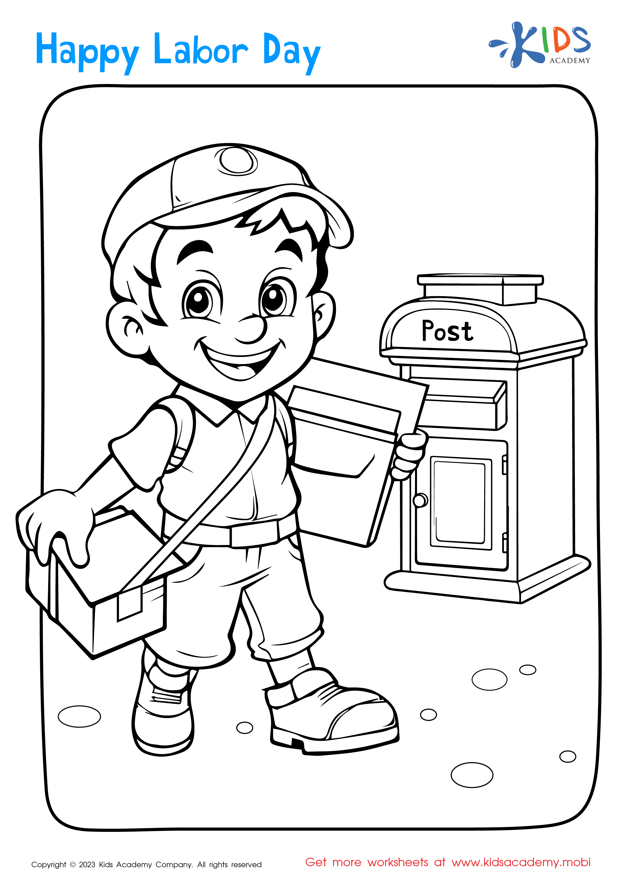 Free labor day postman coloring page