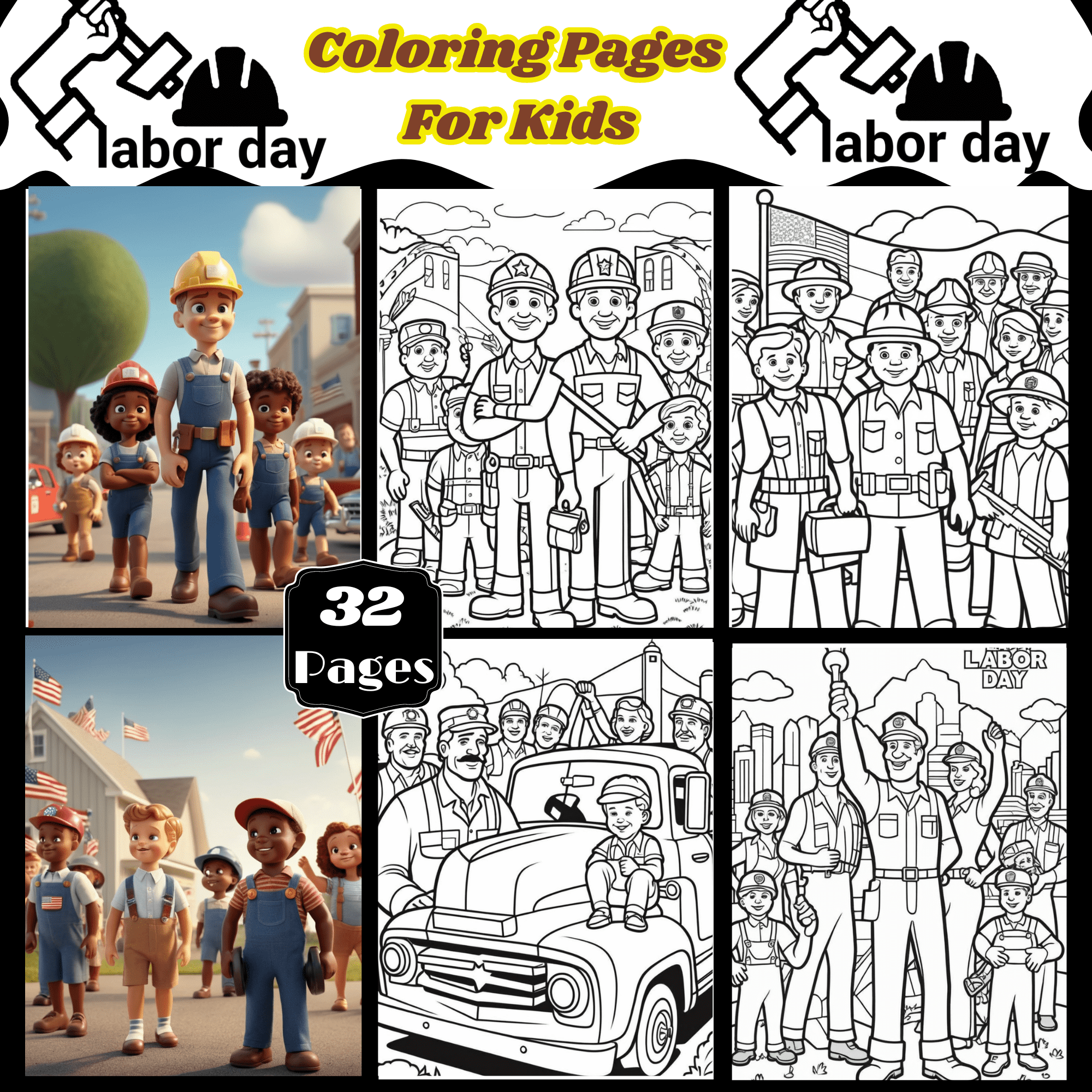 Labor day coloring pages for kids