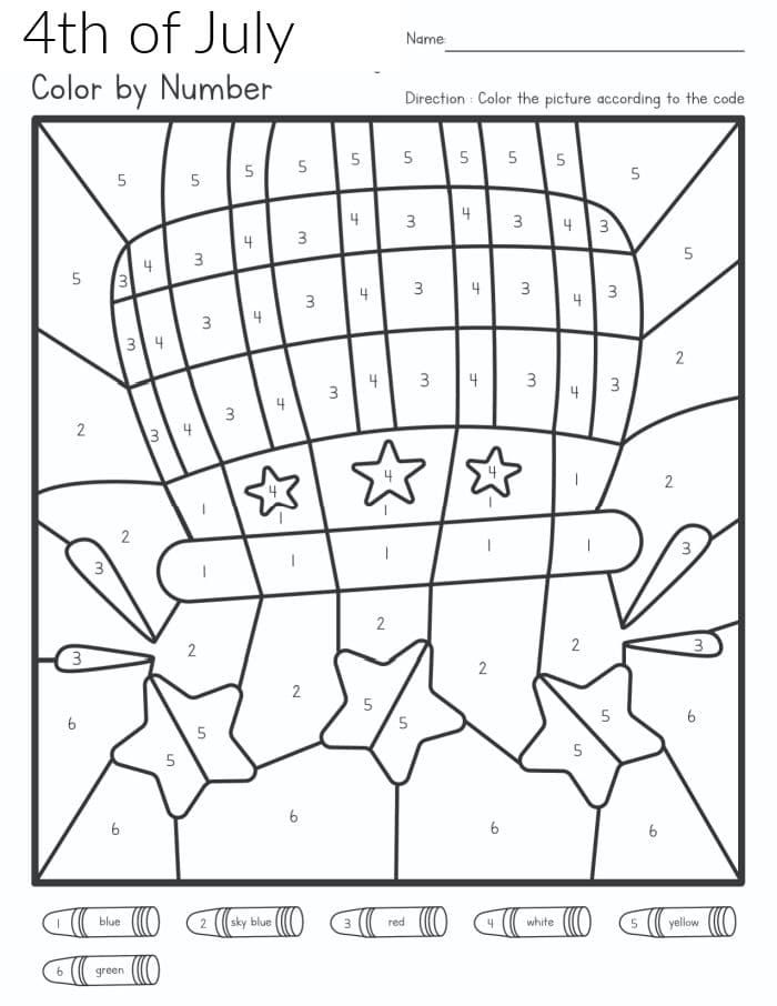 Th of july color by number memorial day coloring pages july colors th of july