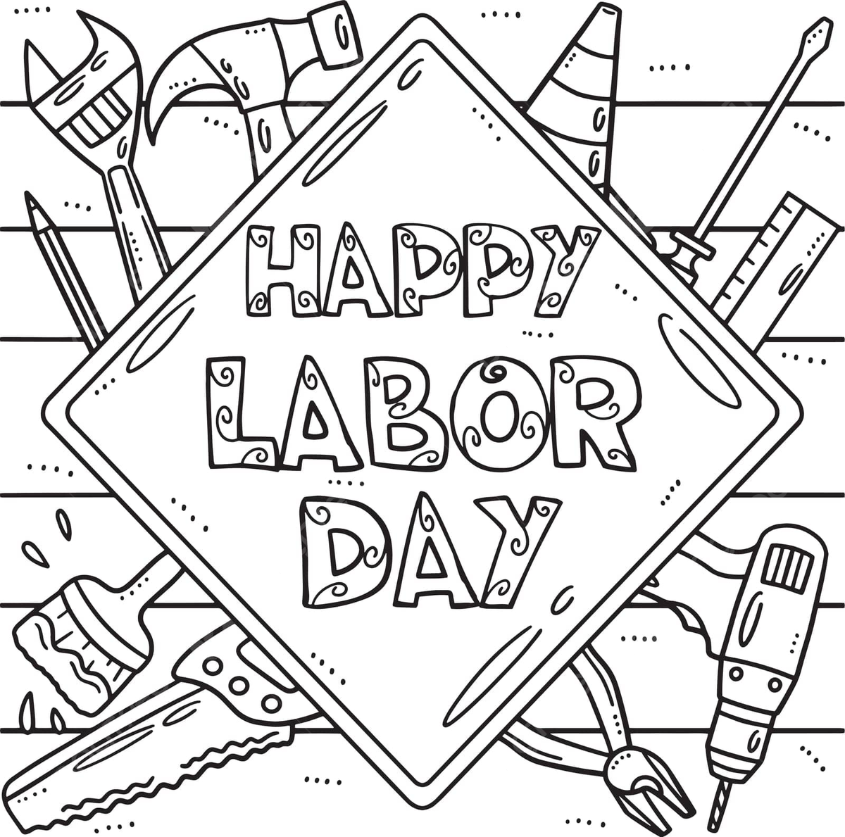 Labor day coloring page for kids federal holiday illustration line vector rat drawing ring drawing kid drawing png and vector with transparent background for free download