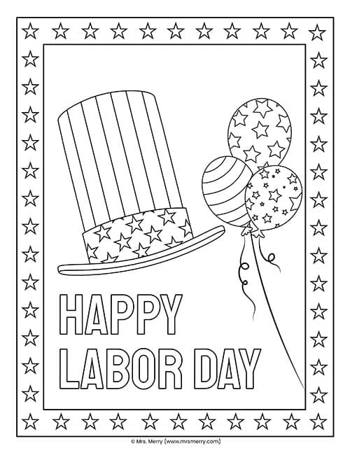 Labor day coloring pages printable mrs merry