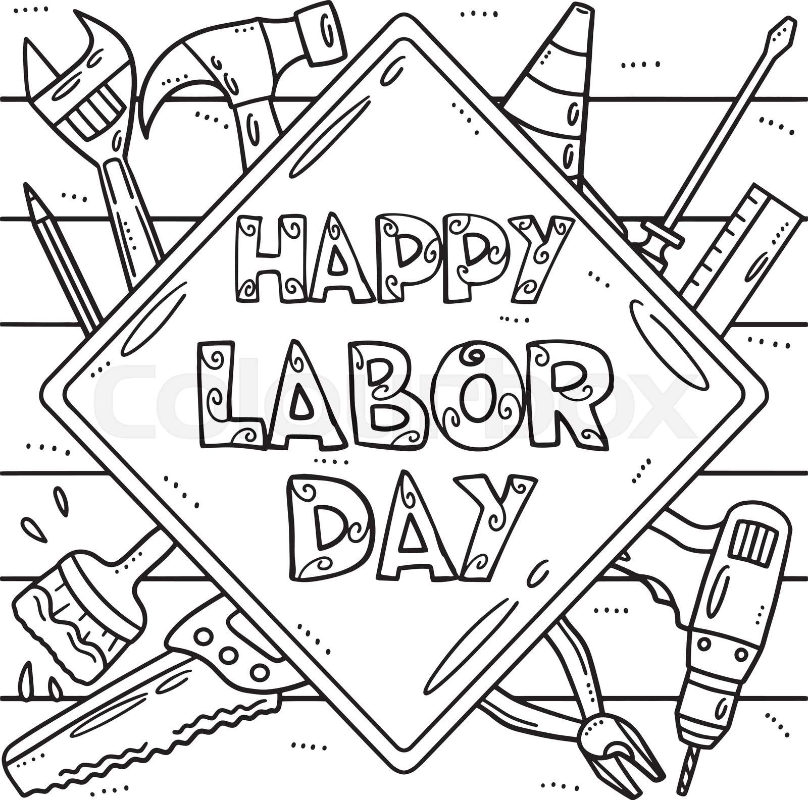 Labor day coloring page for kids stock vector