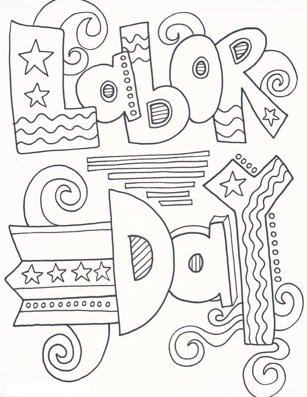 Labor day doodle coloring page