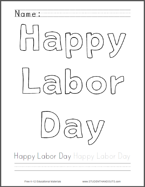 Happy labor day coloring page student handouts