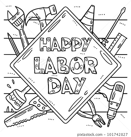 Labor day coloring page for kids