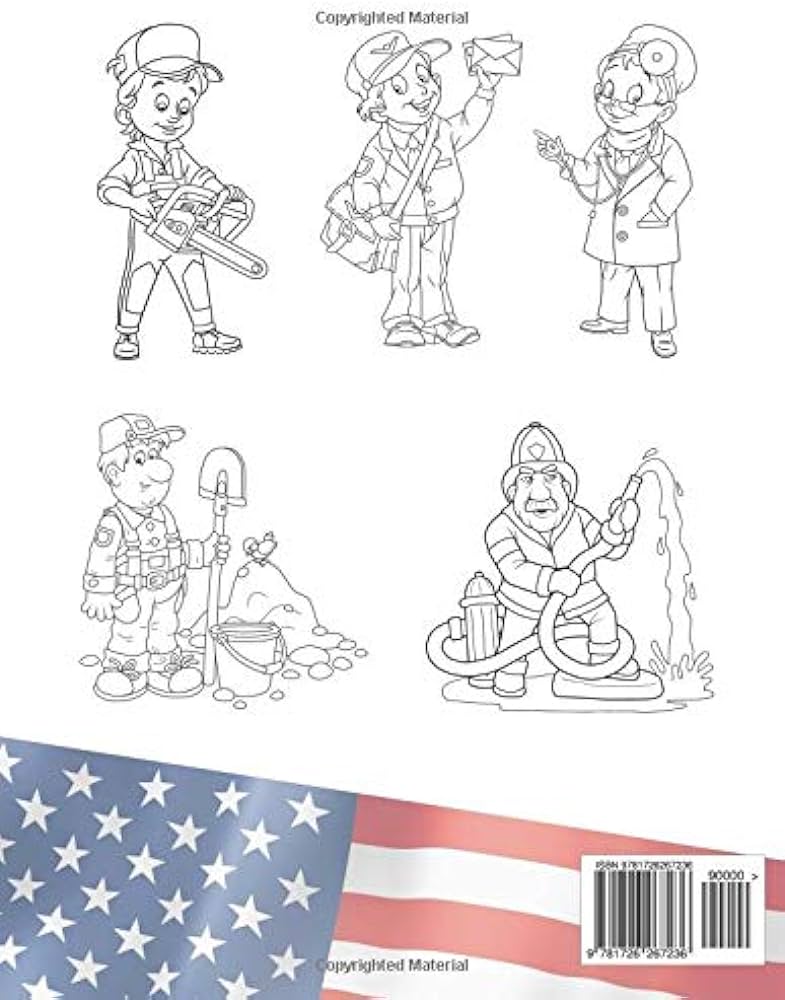 Labor day coloring book for kids working people of america