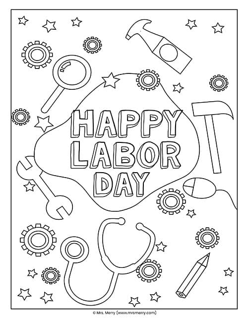 Labor day coloring pages printable mrs merry