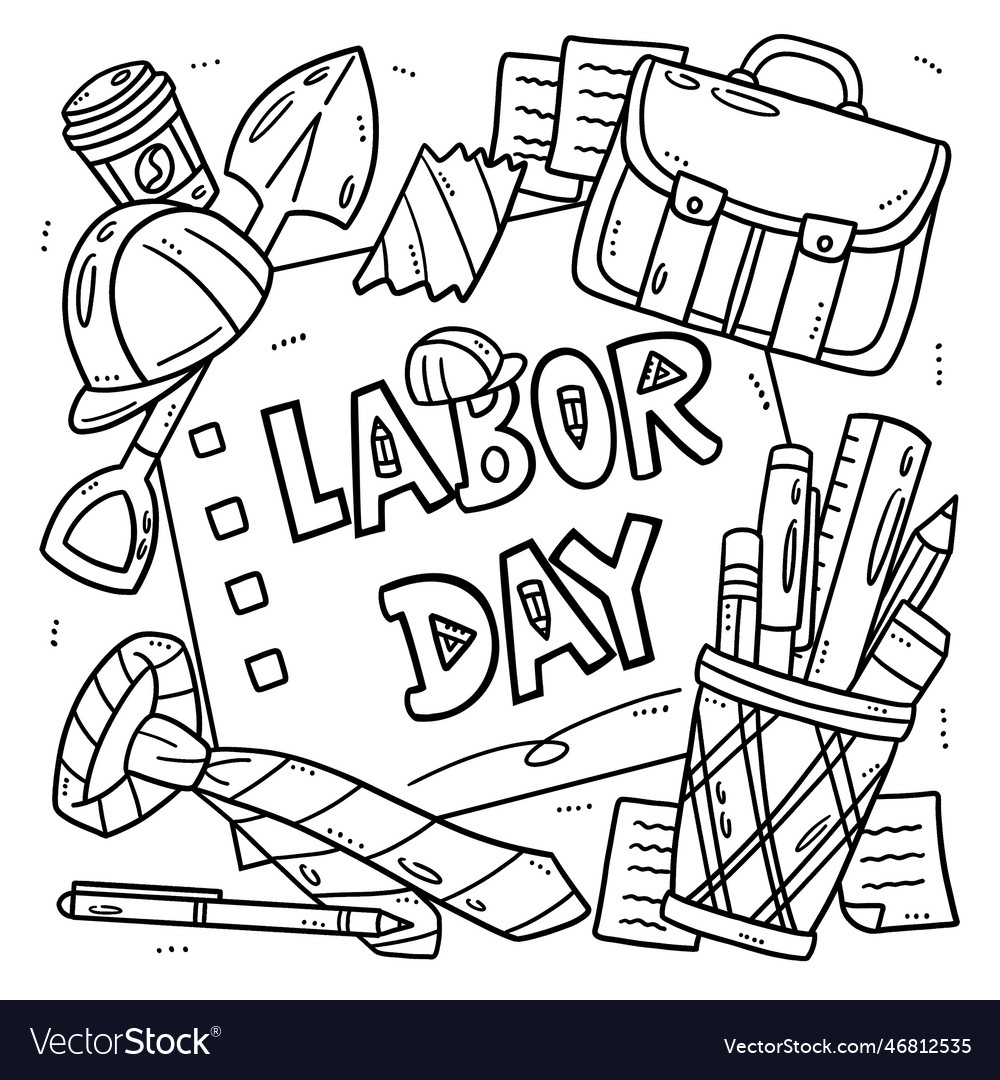 Labor day coloring page for kids royalty free vector image