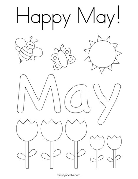 Happy may coloring page