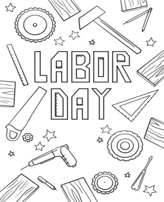 Free easy to print labor day coloring pages