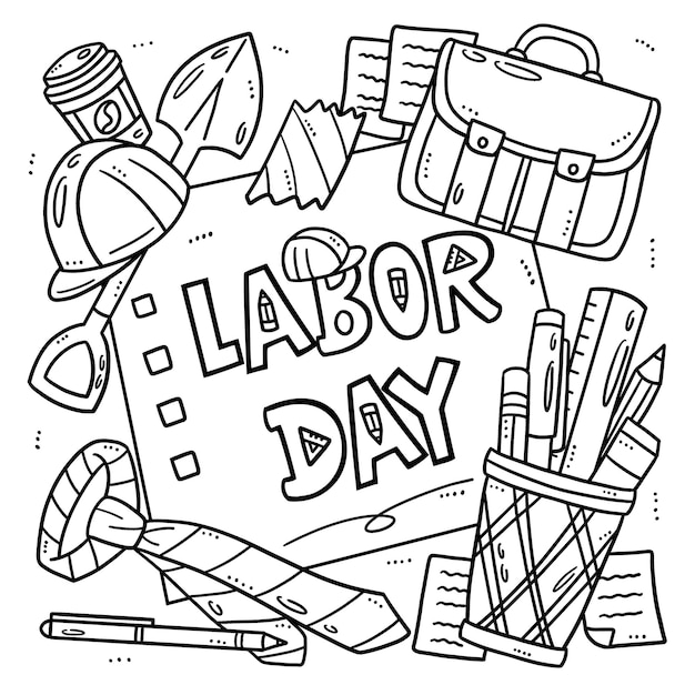 Premium vector labor day coloring page for kids