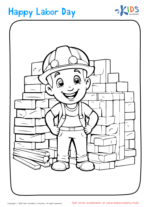 Free labor day builder coloring page