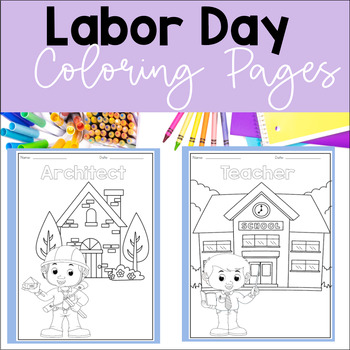 Labor day coloring pages about popular occupations by titania creative