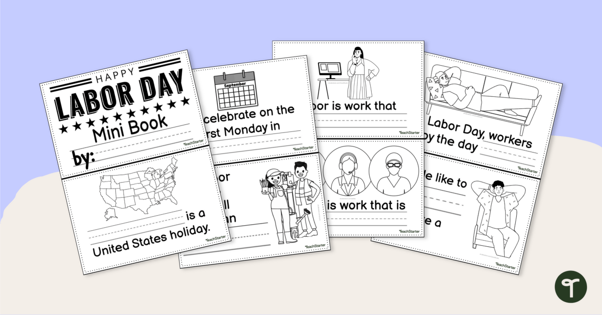 Labor day mini book teach starter