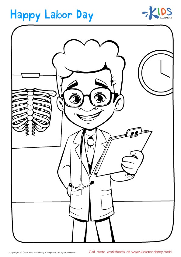 Free labor day doctor coloring page