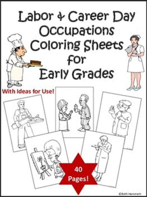 Labor daycareer day occupation coloring sheets