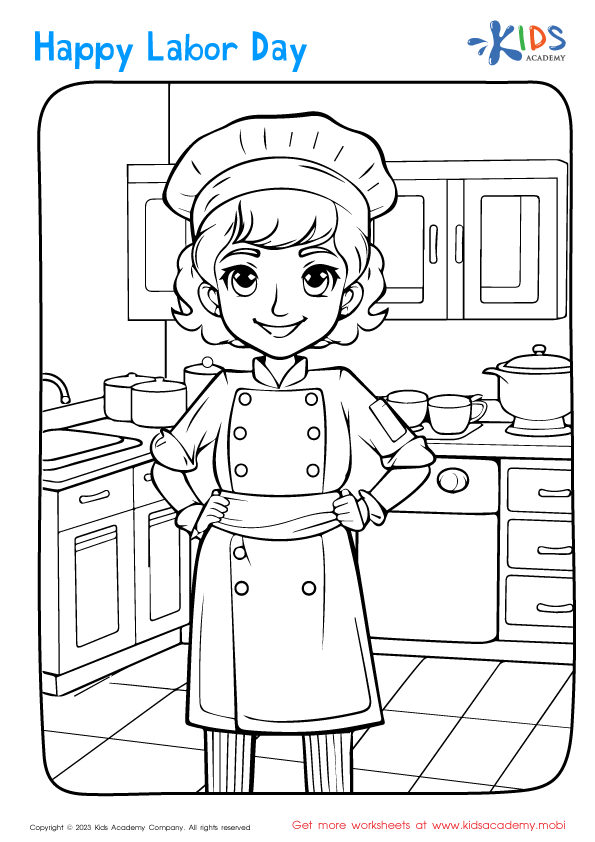 Free labor day cook coloring page