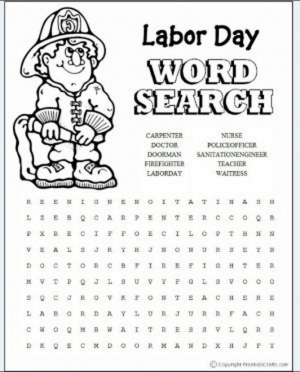 Printable labor day word search