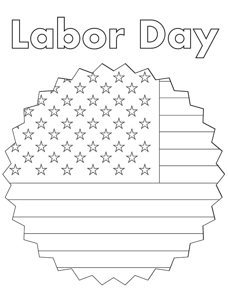 Labor day with flag coloring page