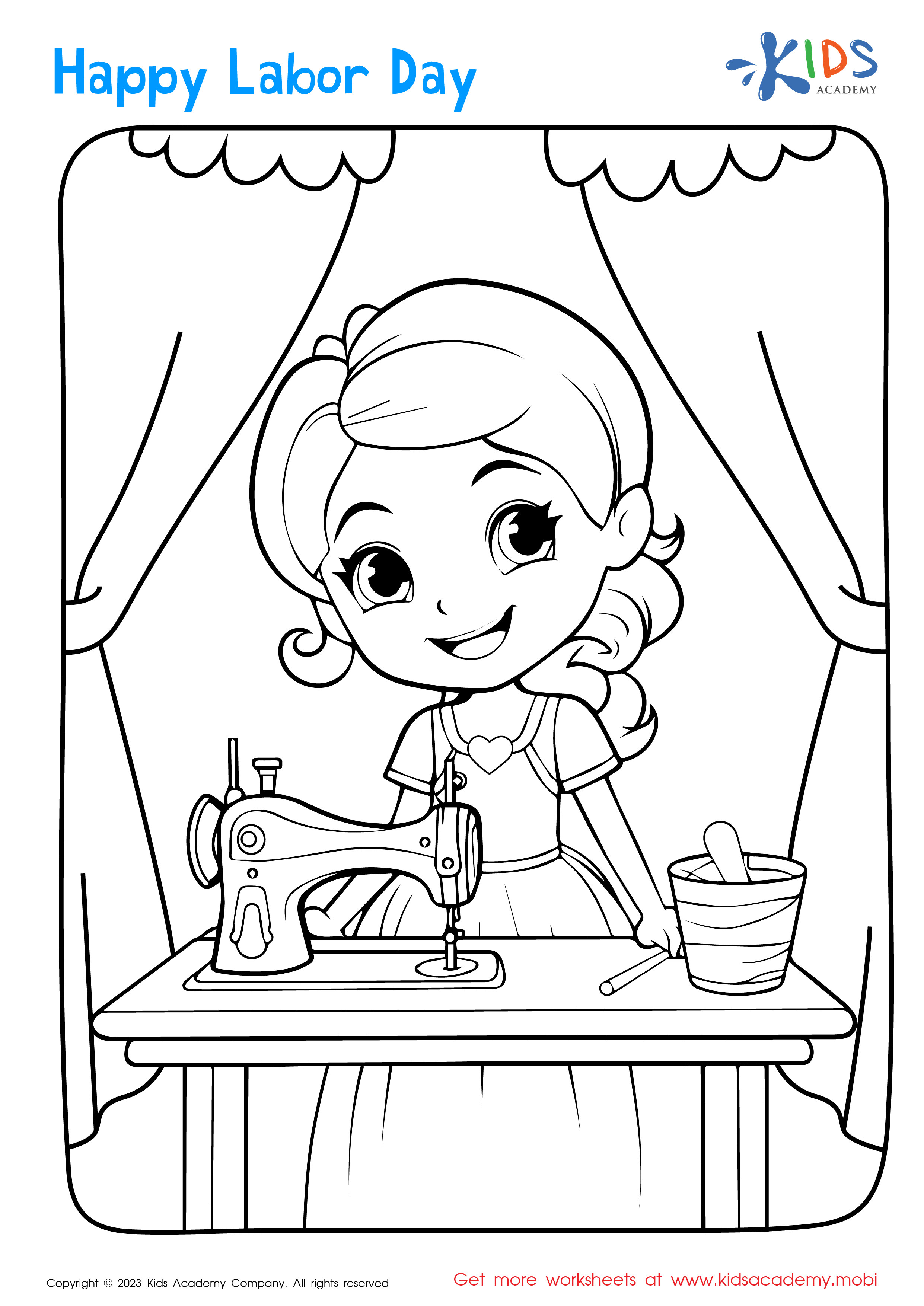 Free labor day seamstress coloring page