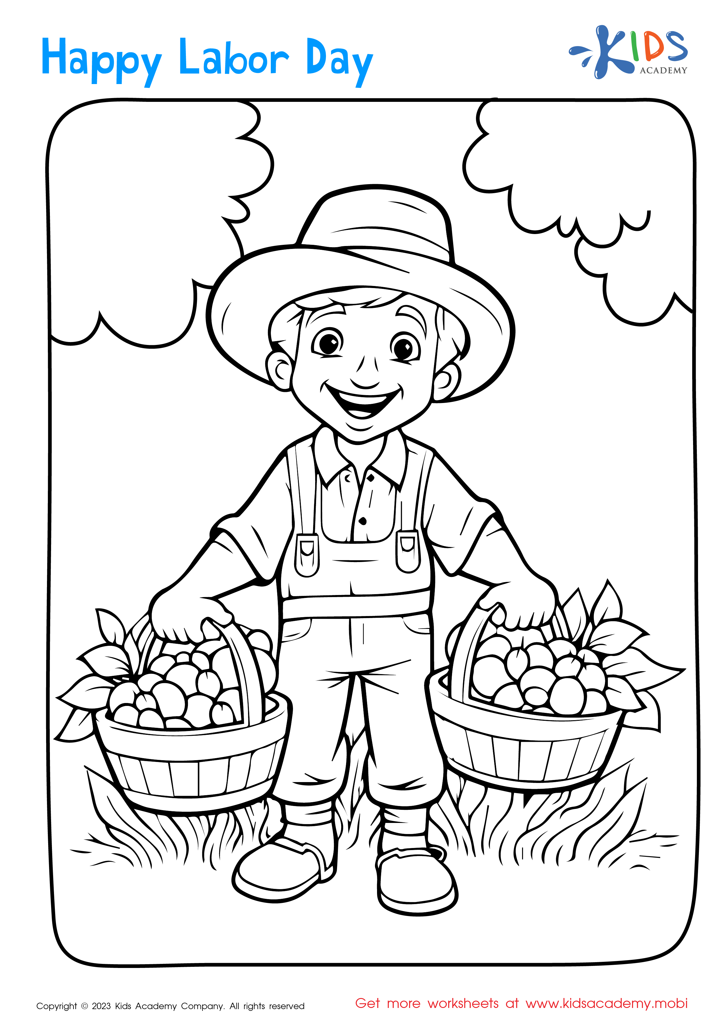 Free labor day farmer coloring page