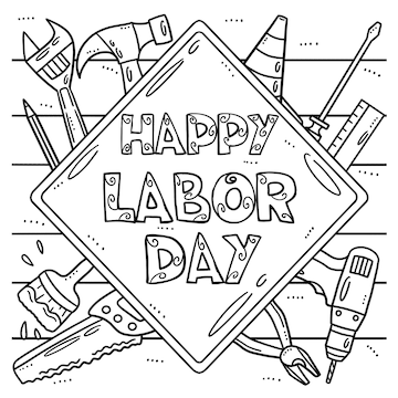 Premium vector labor day coloring page for kids