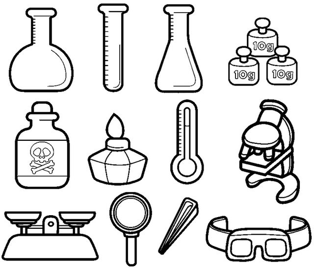 This coloring sheet contains printable drawings various chemistry loversâ materiales de laboratorio laboratorios de ciencias decoraciãn laboratorio de ciencias