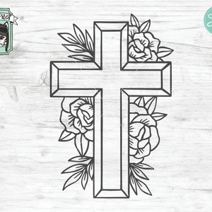 Cross svg cut file religious svg cut file easter svg cut file faith svg cut file christian svg cut file catholic svg flower svg file