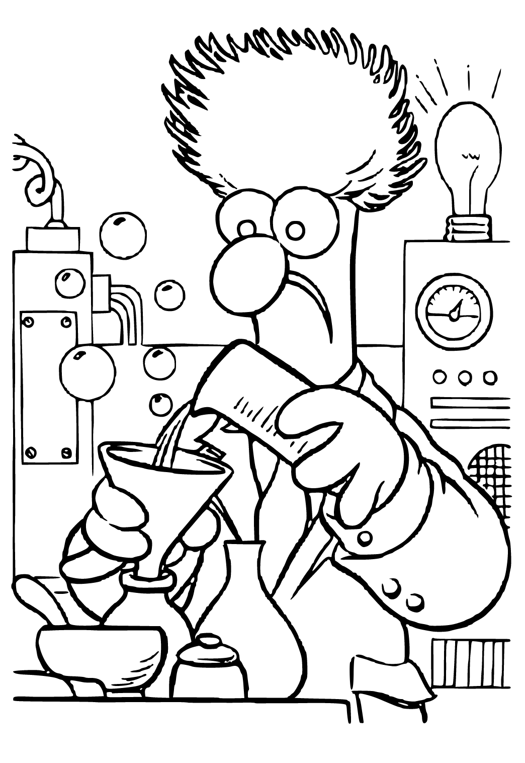 Free printable science laboratory coloring page for adults and kids