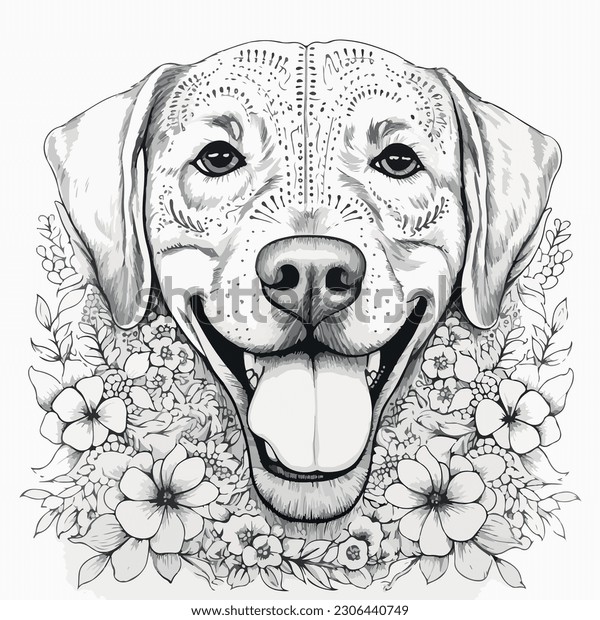 Doodle labrador dog coloring book black stock vector royalty free
