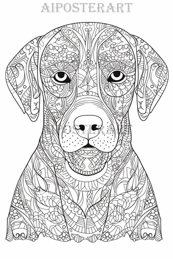 Labrador dog coloring sheet for adults printable coloring page of labrador mandala coloring dog advanced coloring high res x