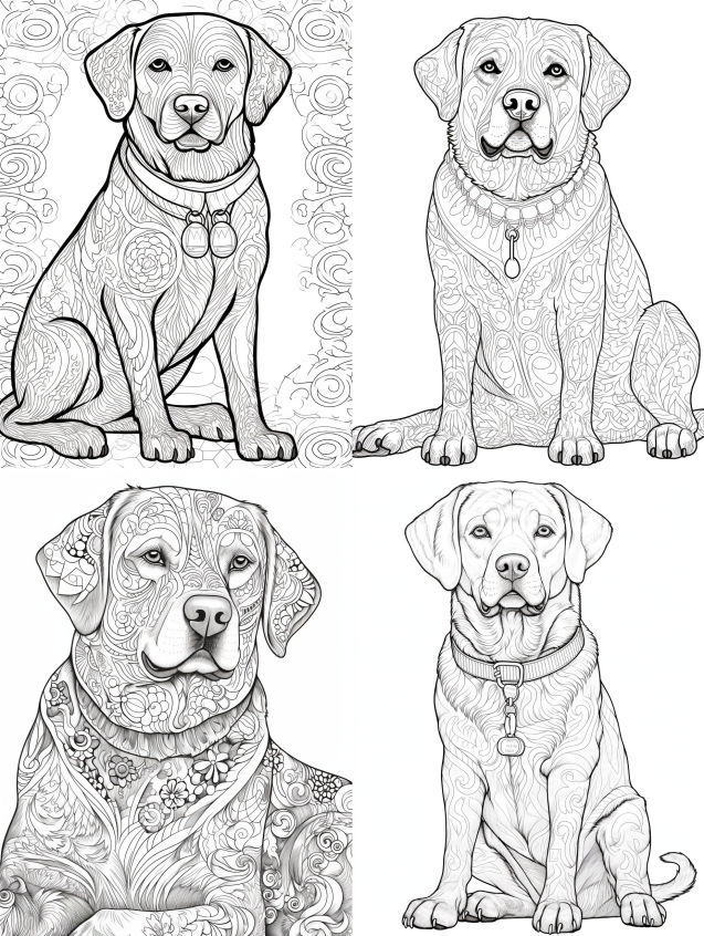 D line art for labrador coloring book by blueeyiz on