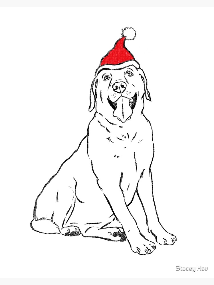 Smiling labrador retriever sketch christmas lab santa lab yellow lab chocolate lab black lab white lab drawing art board print for sale by stacey hsu