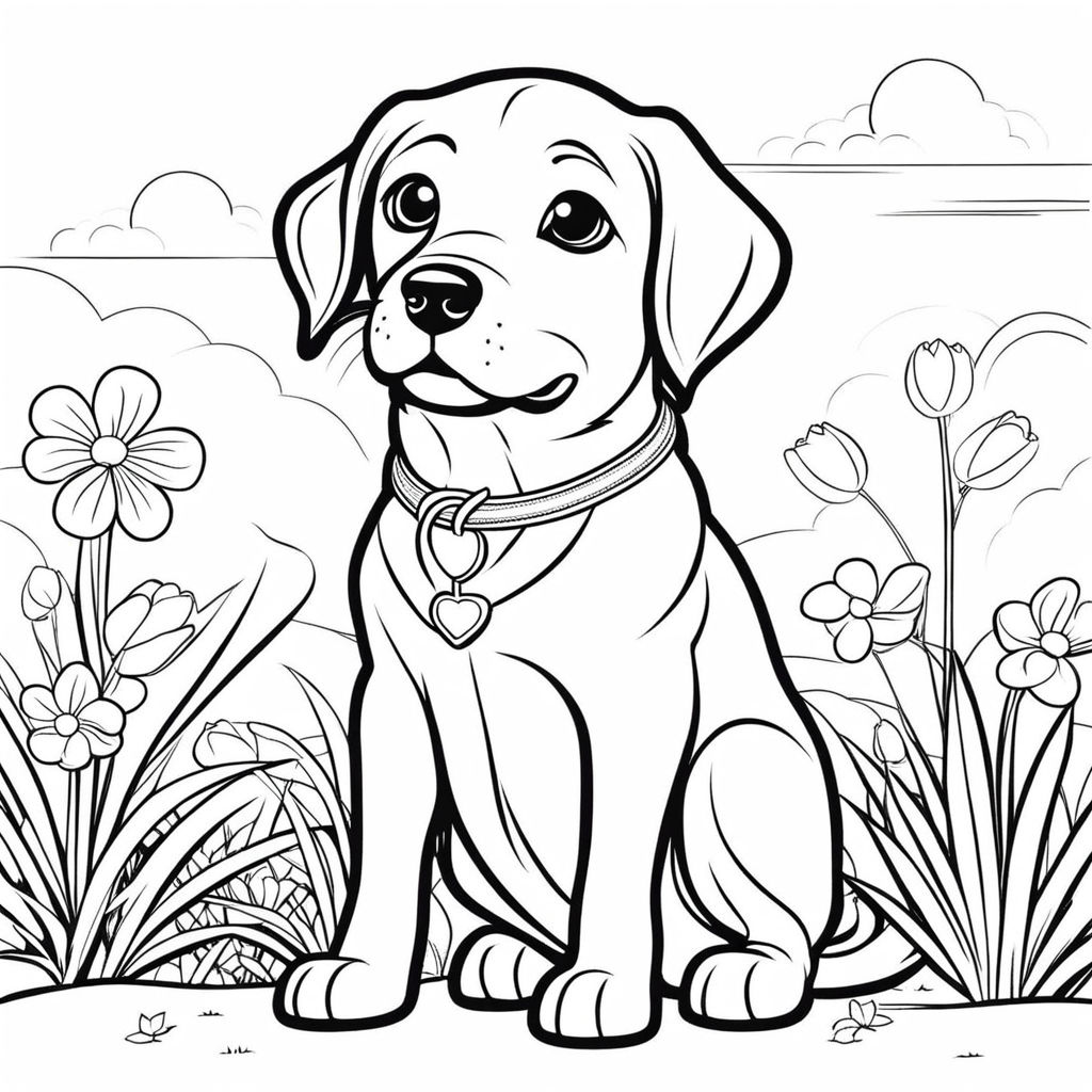 Create a coloring page of puppy