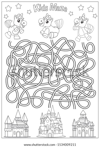 Kids maze coloring page children labyrinth stock vector royalty free